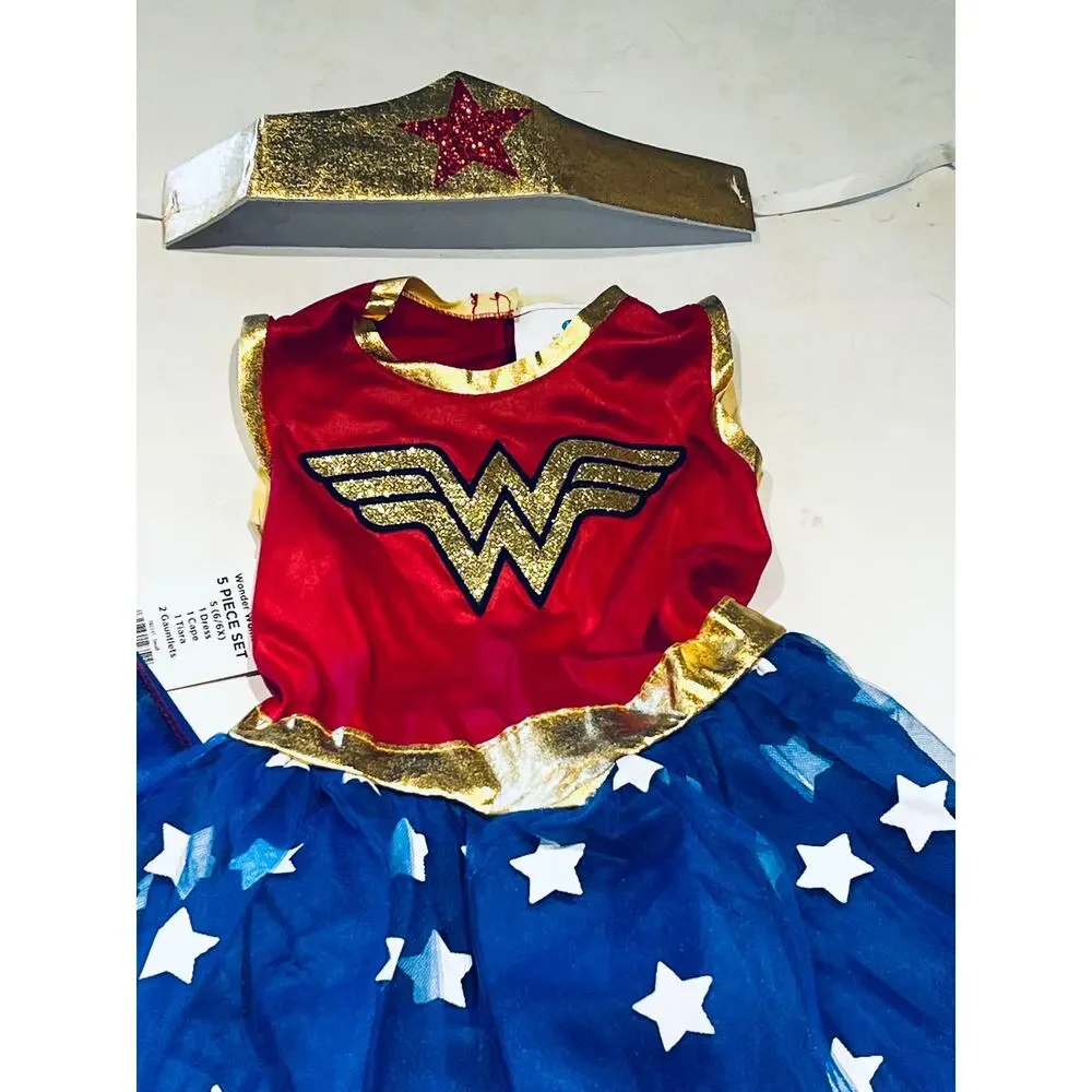 New Girls DC Comics Wonder Woman Costume - S 6/6x - 5pc Set - NWT